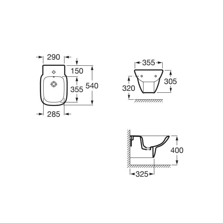 Roca Debba White bide konzolni sa rupom za bateriju 35,5x54x30,5 A355995000