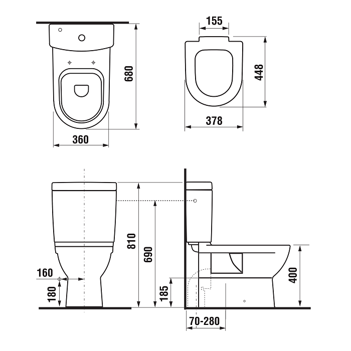 Jika Mio White WC šolja za monoblok 36x68x40 8.2371.6.000.000.1