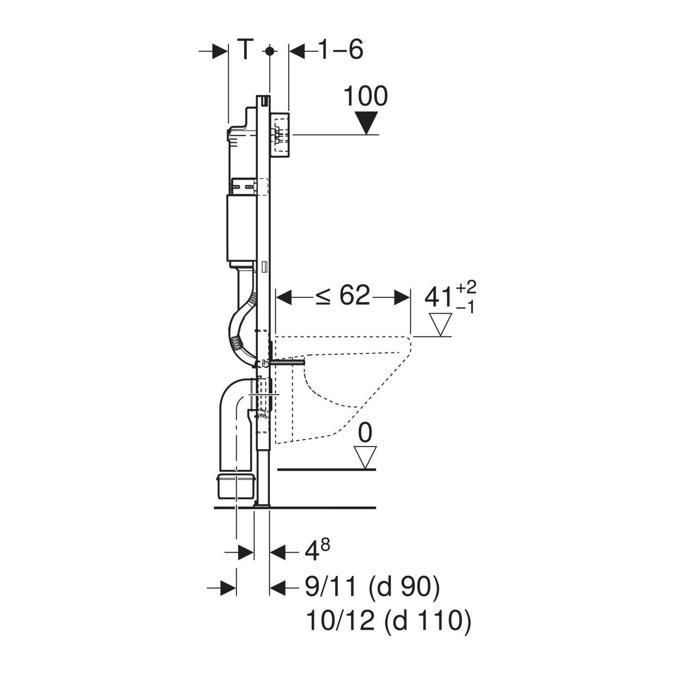 Geberit Duofix Delta 12 ugradni vodokotlić visine 112cm sa setom za kačenje, priključcima i zvučnom izolacijom za tastere sa prednje strane 111.153.00.1