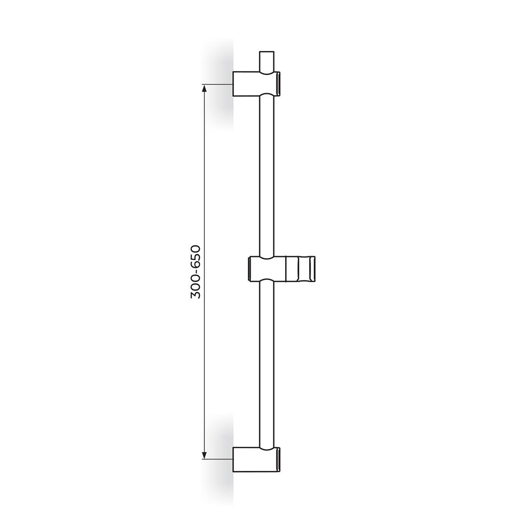 Rosan S2 Black 300-650 usponska šipka sa kliznim držačem za tuš PDTZS12B
