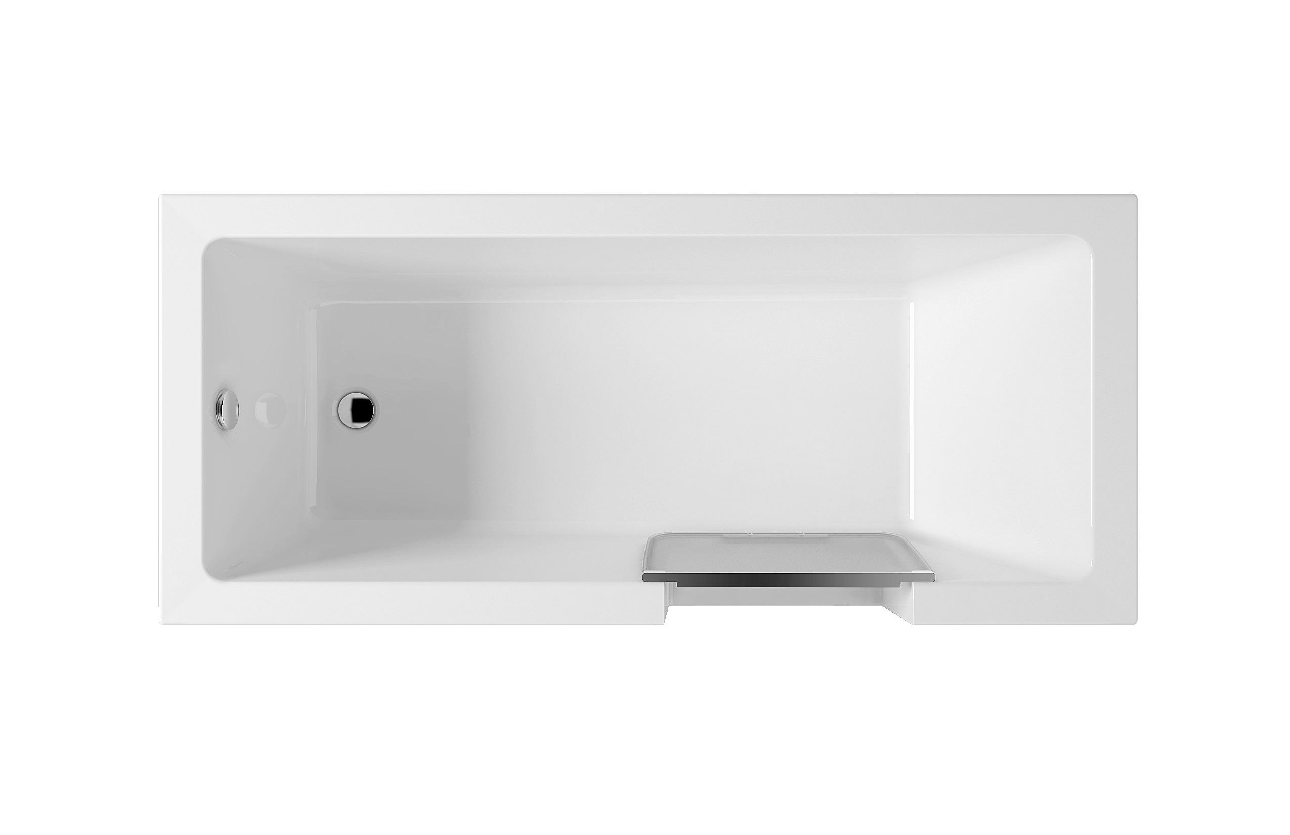 Aquaestil Plane Easy Corner D White 160x70x57 samostojeća kada za kupanje sa vratima, desna, četvrtasta, ugaona, od sanitarnog akrila sa odlivom klik-klak i prelivom Ø52mm, integrisanim oblogama i postoljem 60S0765