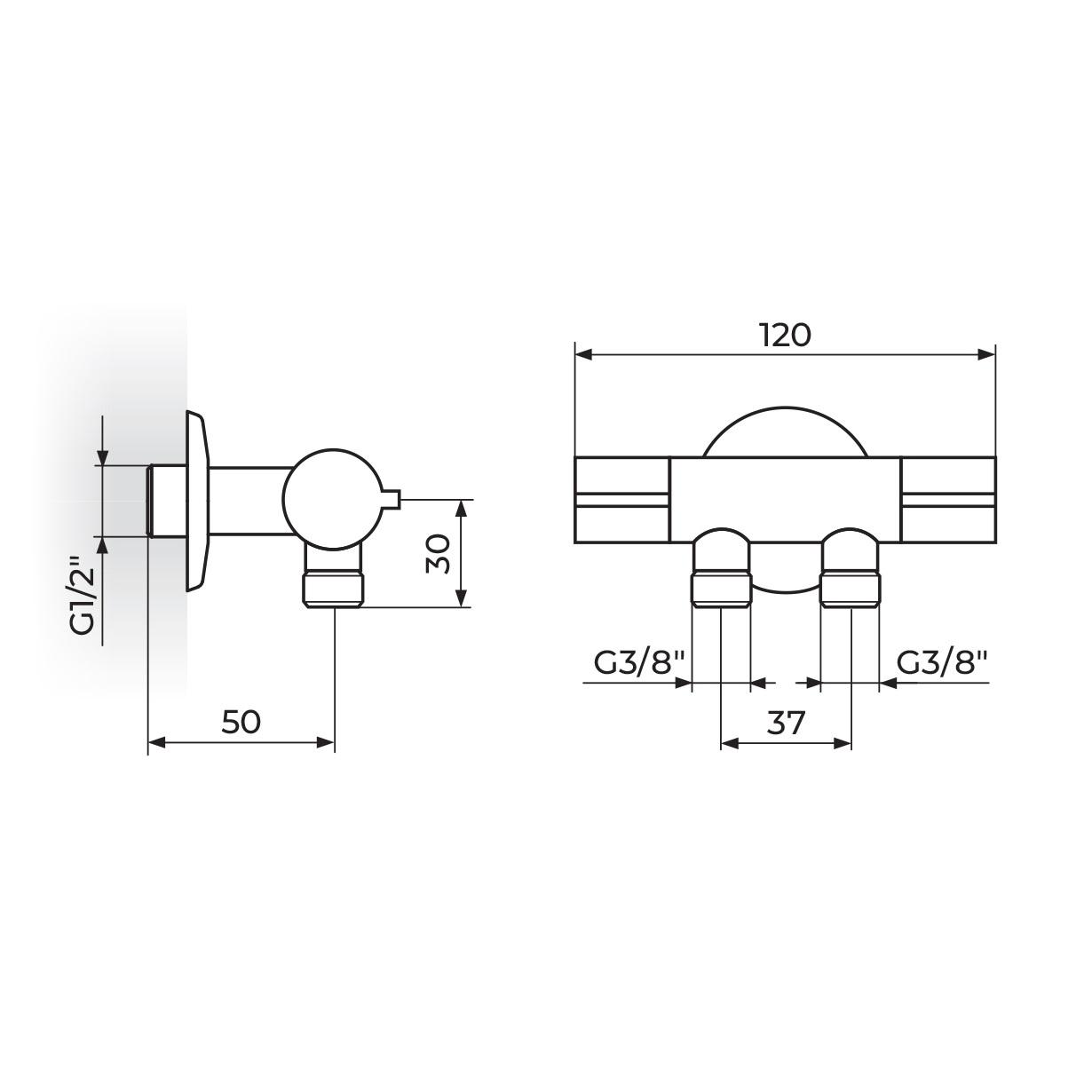 Rosan Armor Chrome ek ventil ugaoni dupli 1/2