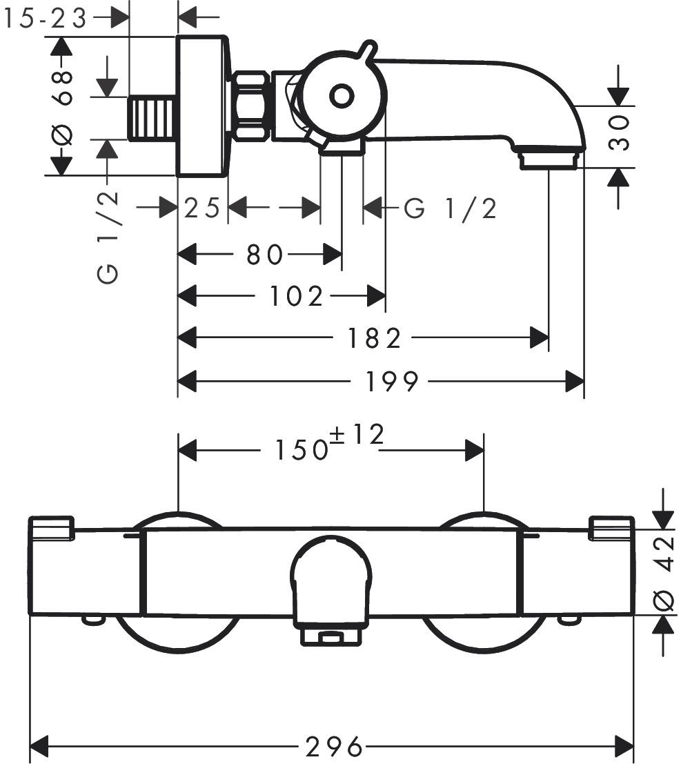 Hansgrohe Ecostat 1001 CL Chrome baterija (slavina) za kadu termostatska 13201000