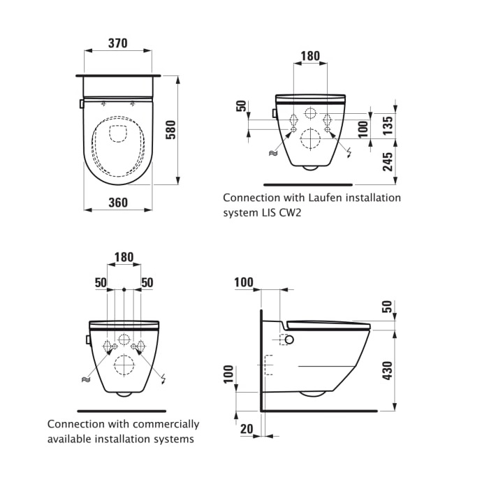 Laufen Navia White Rimless WC šolja konzolna 37x58x38 8.2060.1.400.000.1