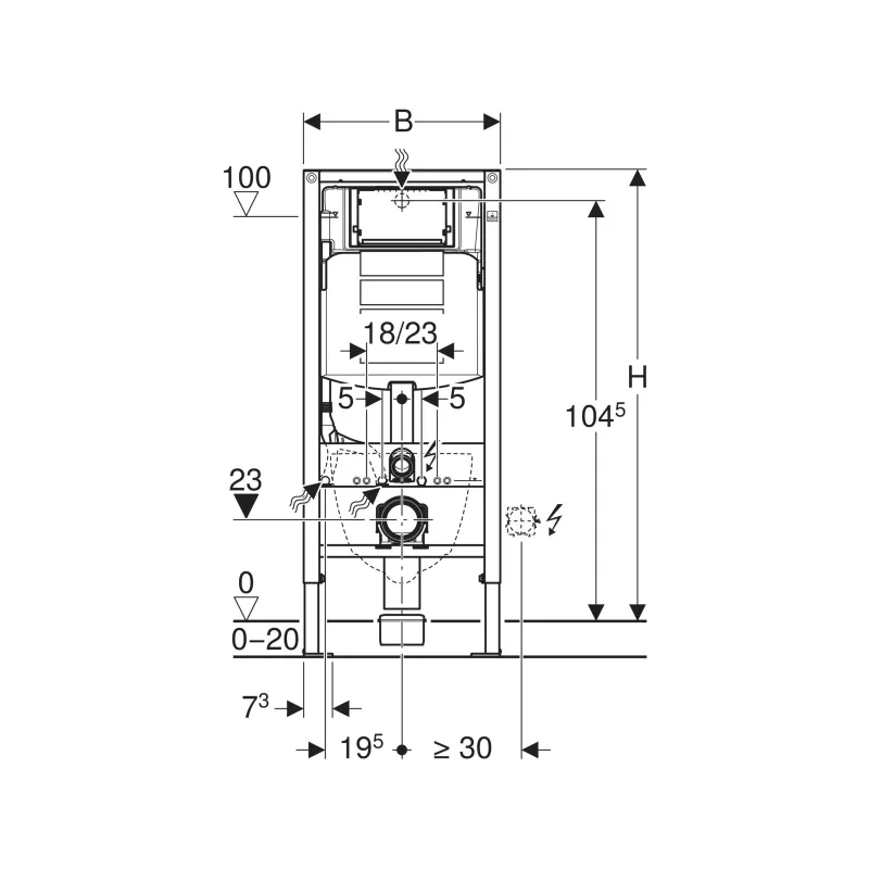 Geberit Duofix Sigma 12 ugradni vodokotlić visine 112cm sa setom za kačenje, priključcima i zvučnom izolacijom za tastere sa prednje strane 111.311.00.5
