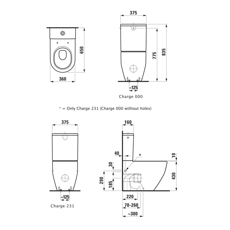 Laufen Pro WC šolja za monoblok 65x36x44 8.2595.2.000.000.1