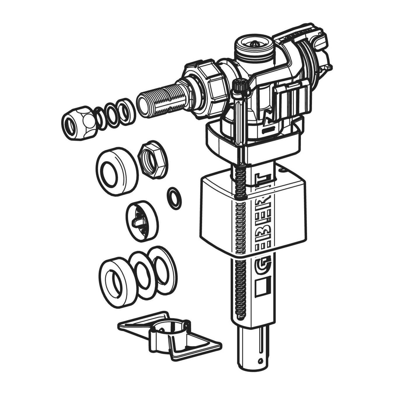 Geberit dovodni ventil tip 383 sa bočnim priključkom za vodu 3/8