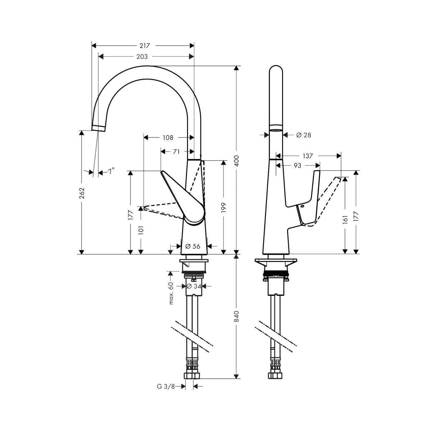 Hansgrohe Talis M51 260 Chrome baterija (slavina) za sudoperu jednoručna 72810000