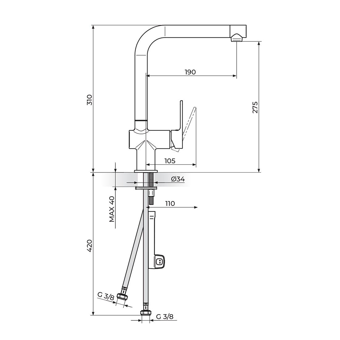Rosan S2 Black 275 Matt Black baterija (slavina) za sudoperu 238201B