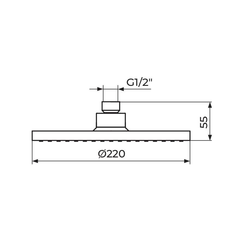 Rosan Dark 220 Matt Black nadglavni tuš okrugli PTRUSP8D