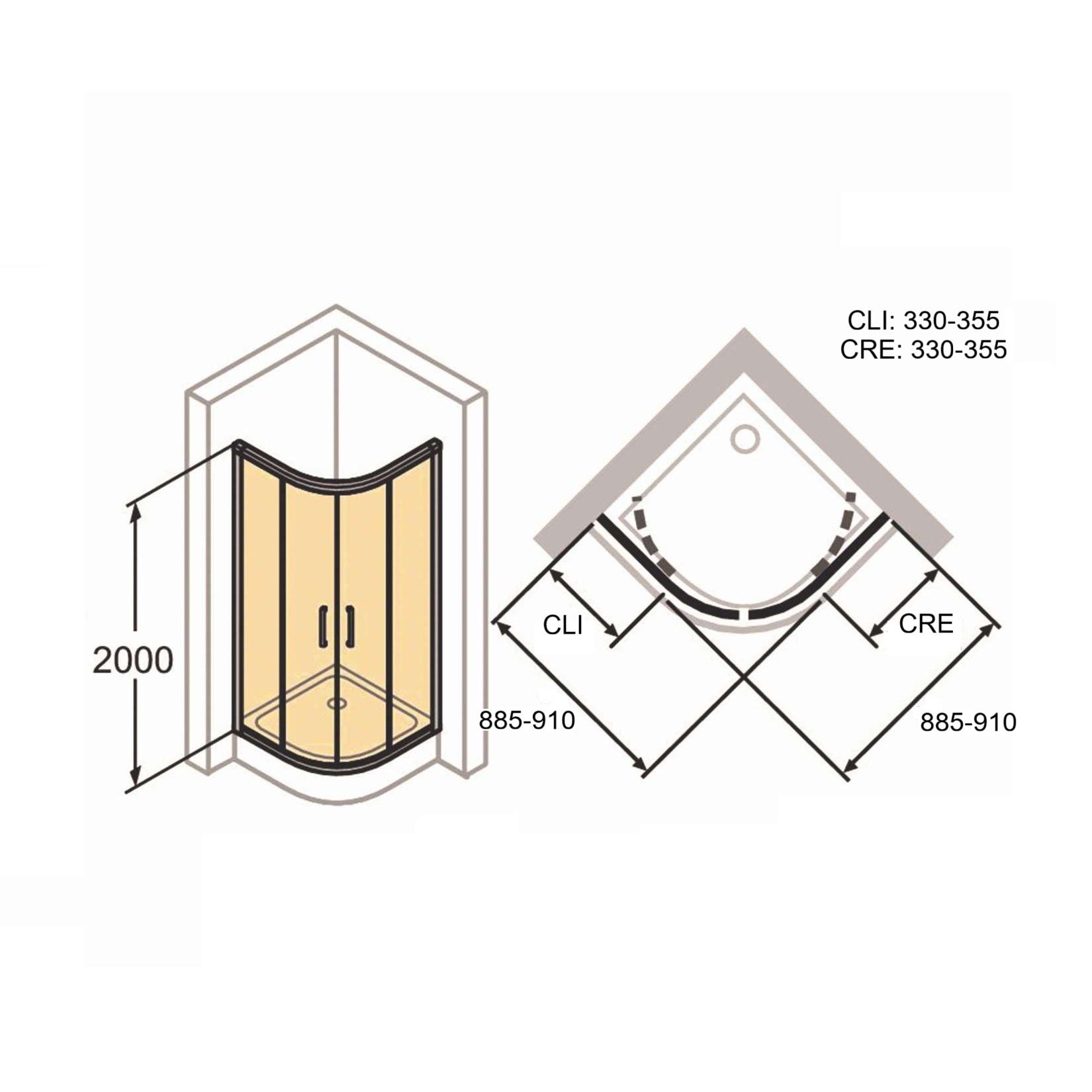 Hüppe Classics2 90x90 R550 Silver tuš kabina polukružna visine 2000mm sa kaljenim providnim Anti-Plaque staklom debljine 6/4mm C20619.069.322