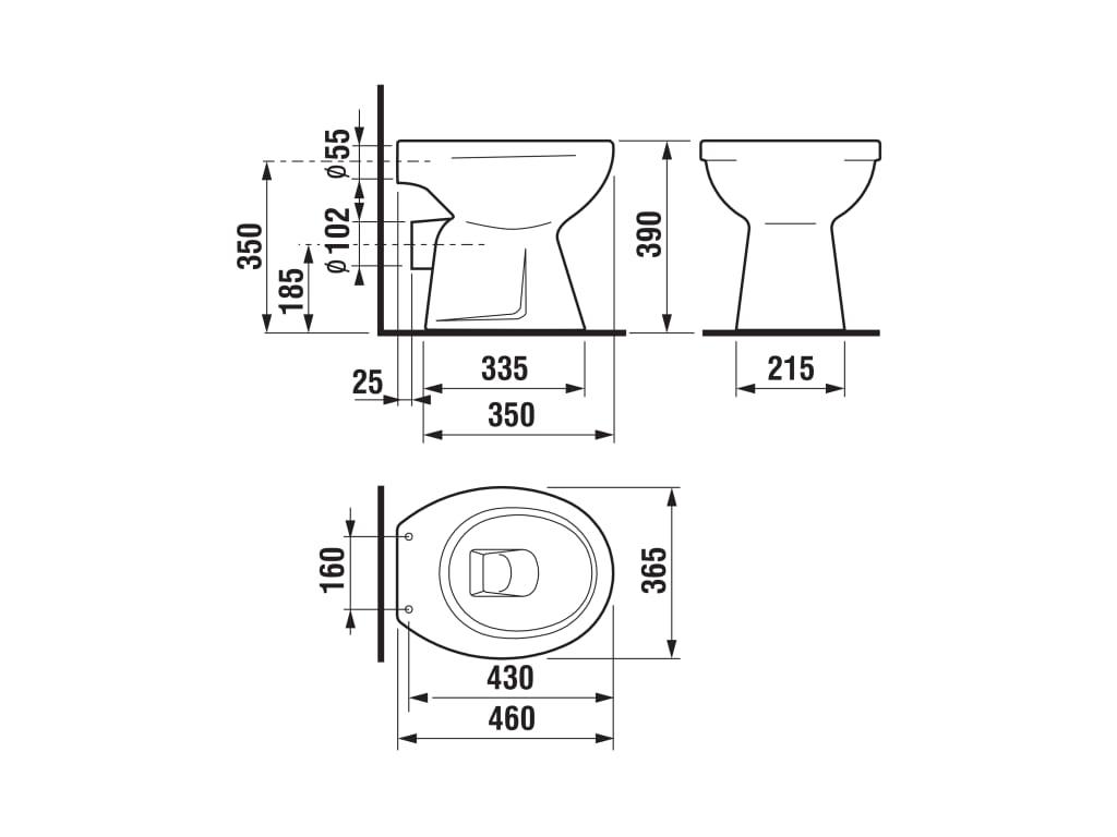 Jika Zeta White WC šolja podna 36,5x46x39 sa odvodom u zid (baltik) 8.2274.6.000.000.1