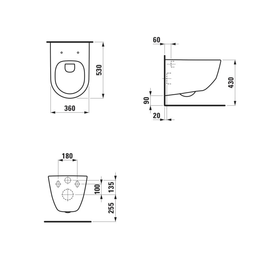 Laufen Pro White LCC Rimless WC šolja konzolna 36x53x34 8.2096.6.400.000.1