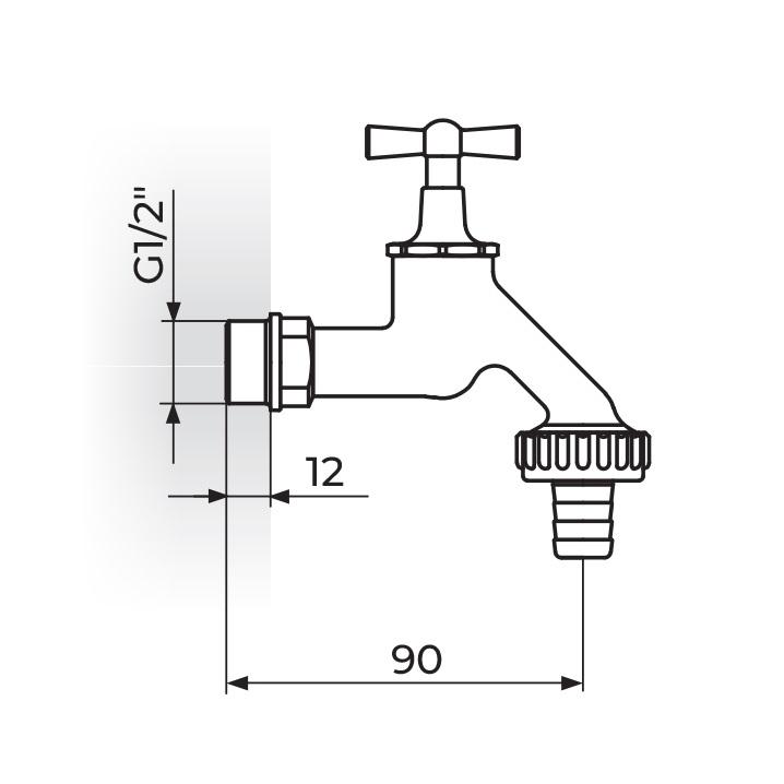Rosan Armor Chrome baštenski ventil 1/2