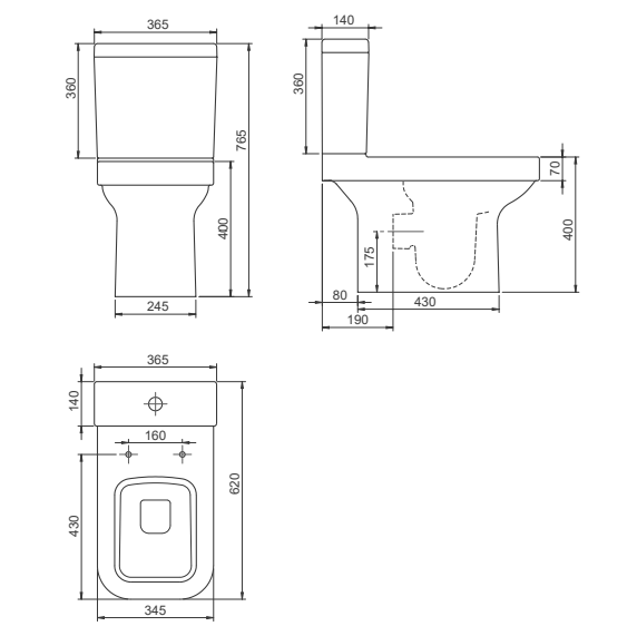 Turkuaz CeraStyle Noura C White monoblok sa univerzalnim odvodom (simplon/baltik) 34,5x62x76,5 8700W
