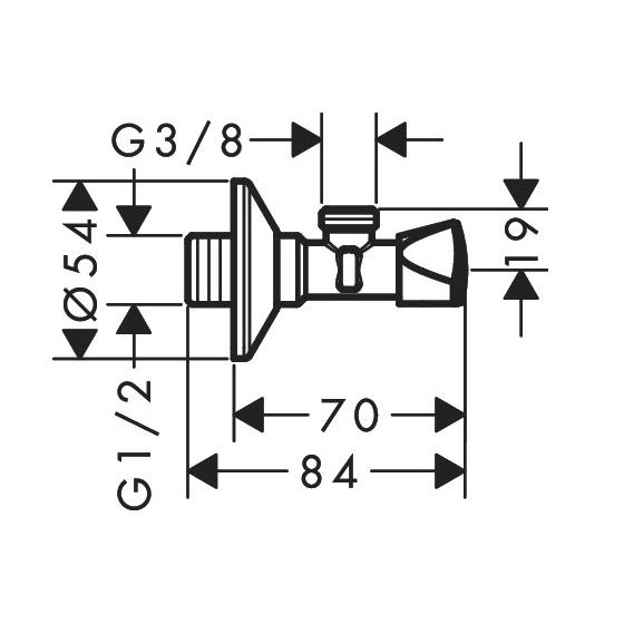 Hansgrohe  Chrome ventil ugaoni 1/2x3/8