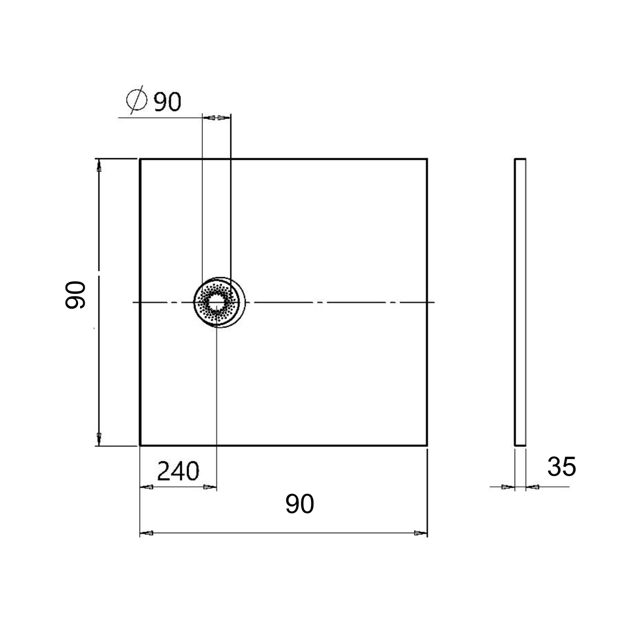 Kolpa San Hopp White tuš kada 90x90 ugradna ili nadgradna visine 35mm sa poklopcem sifona 575220
