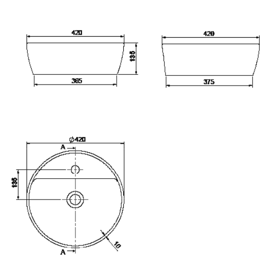 Turkuaz CeraStyle One White umivaonik (lavabo) 42x42x13,5 nadgradni sa rupom za bateriju okrugli 76400U