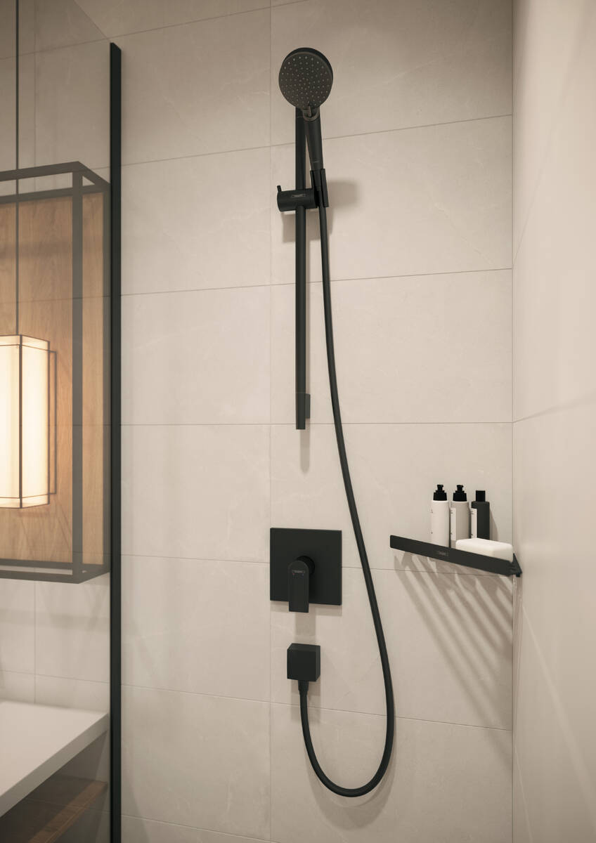 Hansgrohe FixFit Square Matt Black priključak za crevo ručnog tuša sa nepovratnim ventilom 26455670