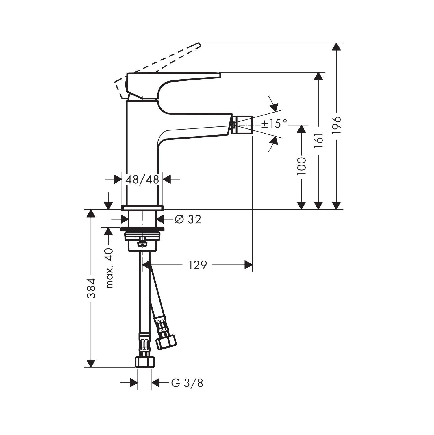 Hansgrohe Metropol 100 Chrome baterija (slavina) za bide sa odlivnim ventilom sifona push-open 74520000