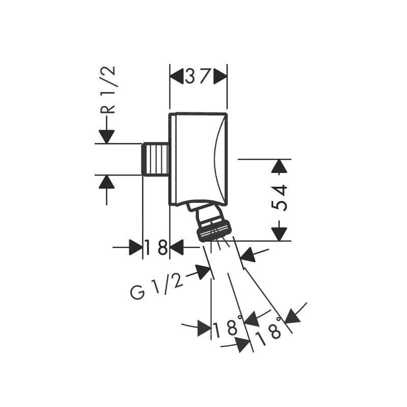 Hansgrohe FixFit Round Chrome priključak za crevo ručnog tuša sa nepovratnim ventilom i zglobnim priključkom 27506000