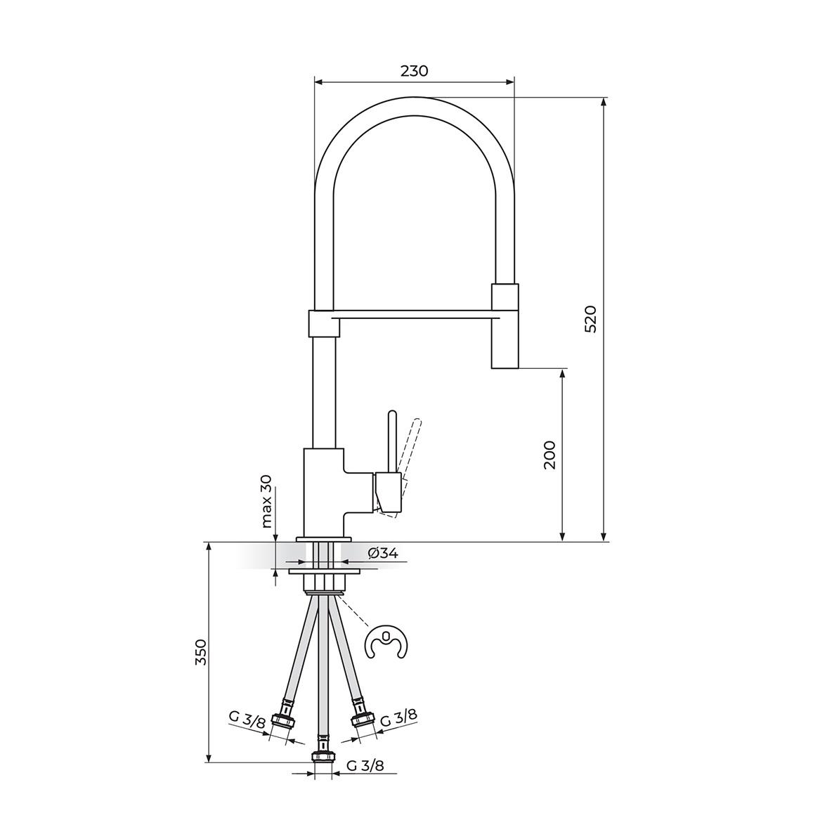 Rosan Zerro Chrome/Black baterija (slavina) za sudoperu sa 3 cevi poluprofesionalna JZ38703