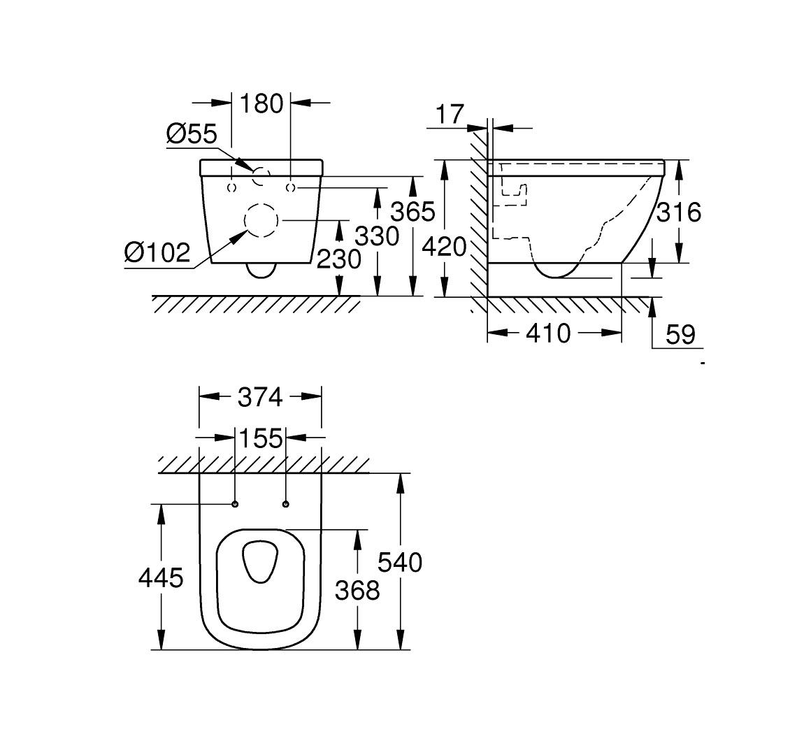Grohe Euro Ceramic Alpine White PureGuard Rimless WC šolja konzolna 3932800H