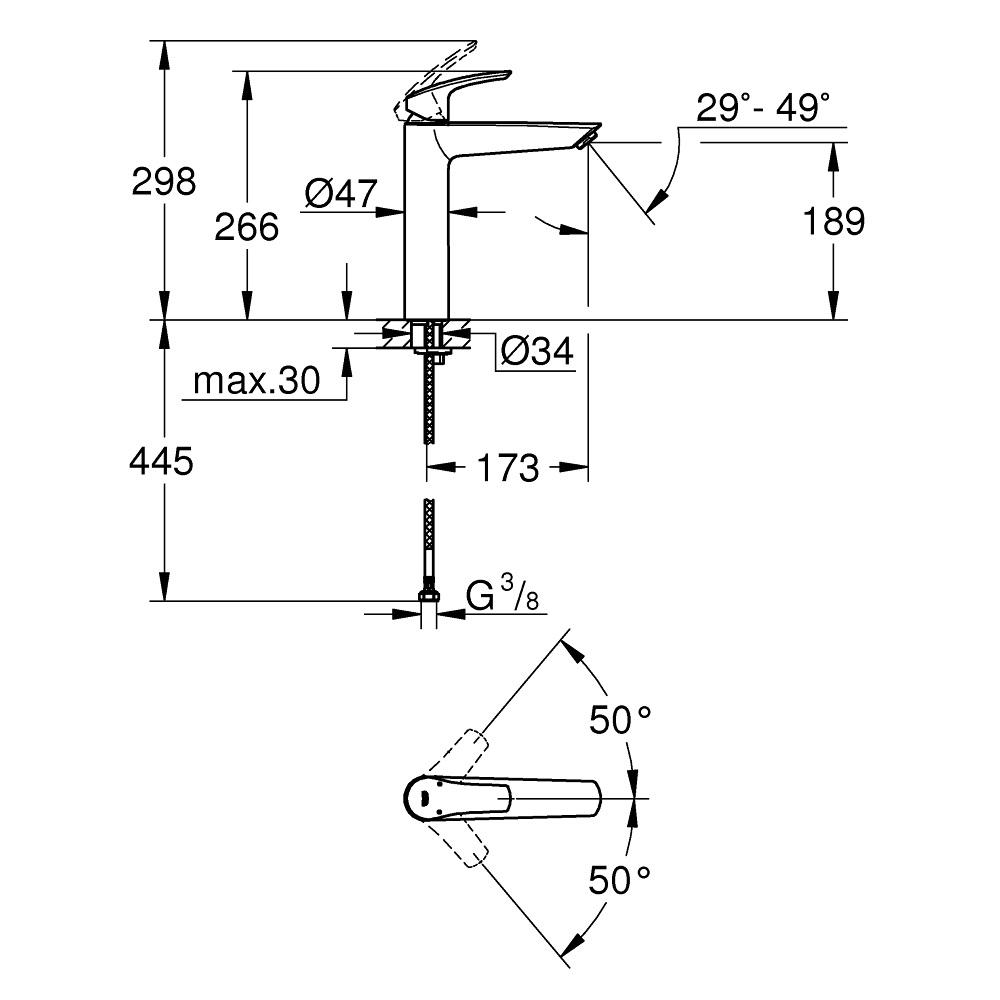 Grohe Eurosmart Black Matt baterija (umivaonik) za umivaonik XL 239712433