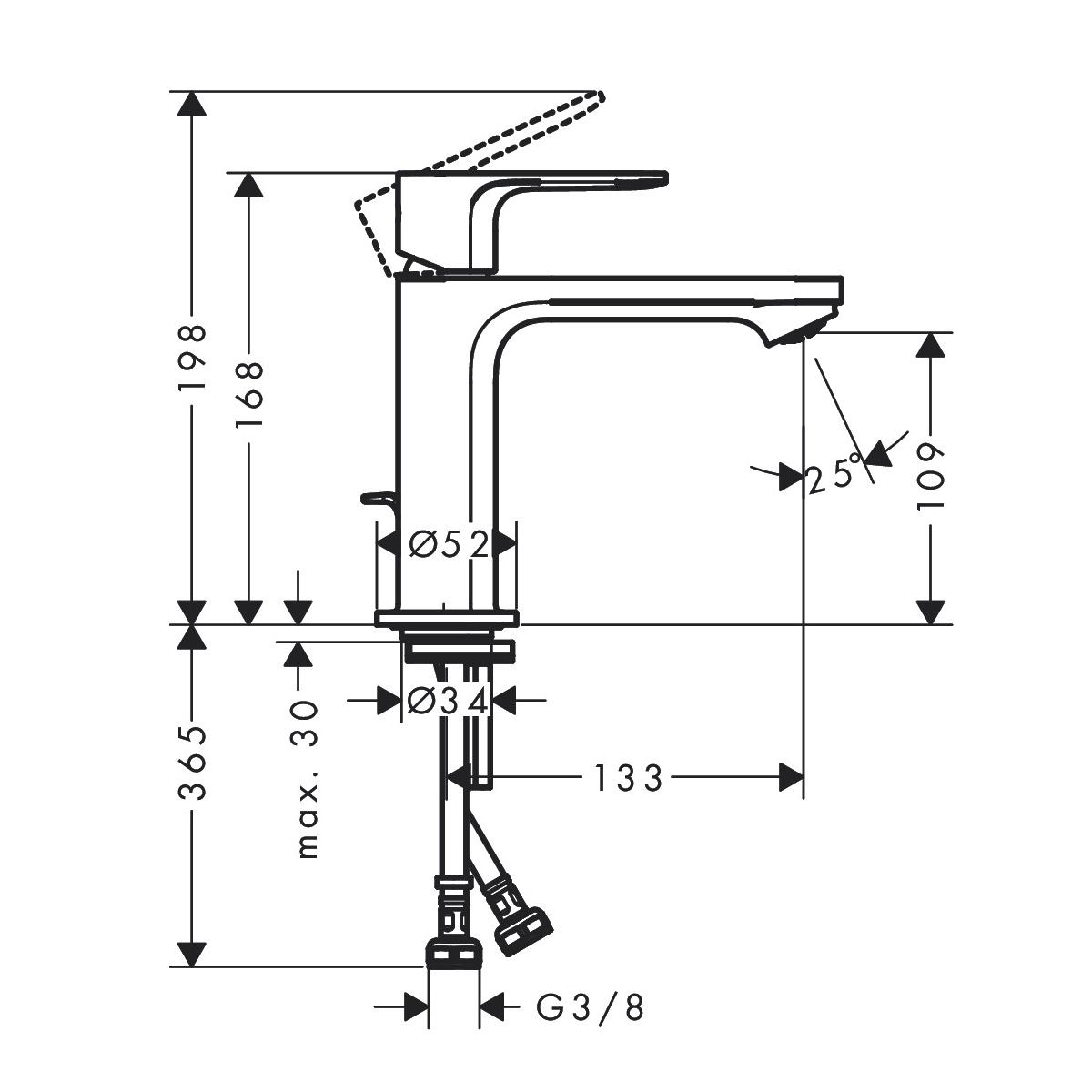 Hansgrohe Rebris S 110 Chrome baterija (slavina) za umivaonik sa odlivnim ventilom sifona pop-up 72517000