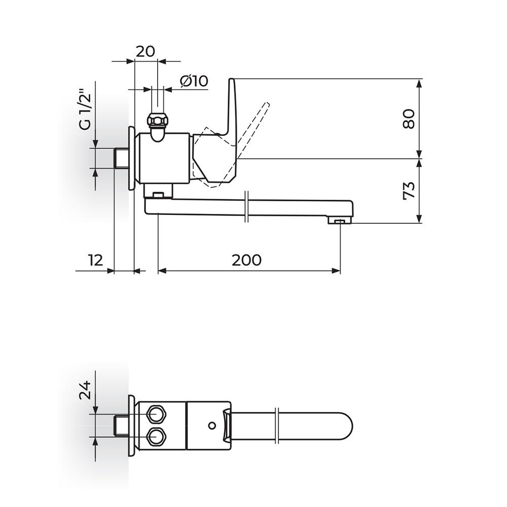 Rosan Cubo3 200 Chrome baterija (slavina) za umivaonik/suboperu zidna sa priključkom za visokomontažni bojler JC36101