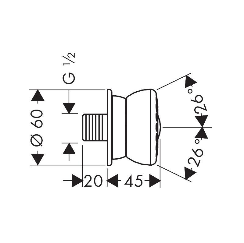 Hansgrohe Bodyvette 60 Chrome bočni tuš sa jednom vrstom mlaza 28467000