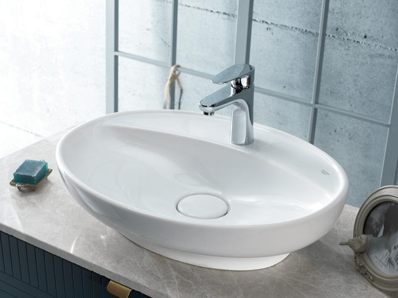 Turkuaz CeraStyle Lal C White umivaonik (lavabo) 60x46 nadgradni sa rupom za bateriju, keramičkim poklopcem odvoda ovalni 72200U