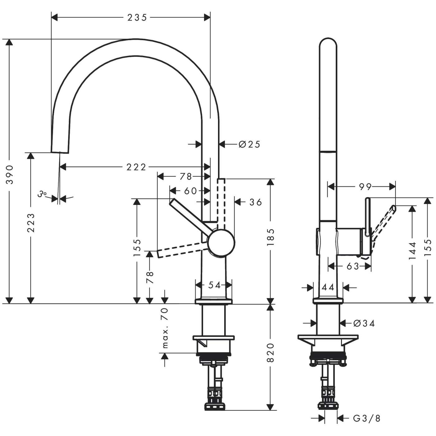 Hansgrohe Talis M54 220 Chrome baterija (slavina) za sudoperu 1 mlaz 72804000