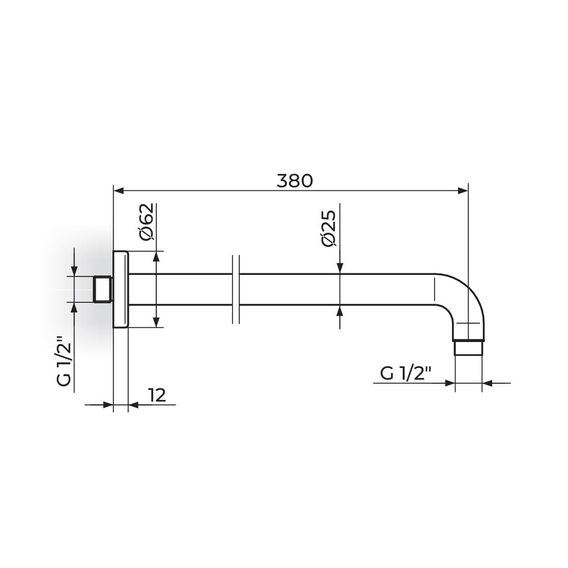 Rosan Dark 400 Matt Black držač nadglavnog tuša sa okruglom rozetom PTRKUZ4D