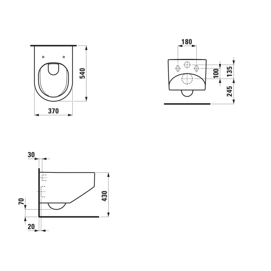 Laufen Sonar White Wc Šolja 54x37x36 Rimless konzolna 8.2034.1.000.000.1