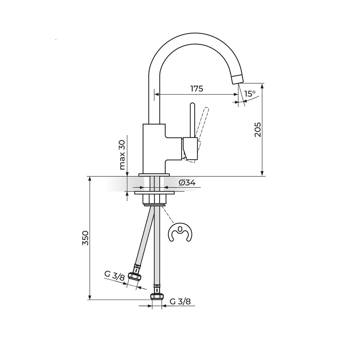 Rosan Zerro 200 Chrome baterija (slavina) za sudoperu/umivaonik JZ38101