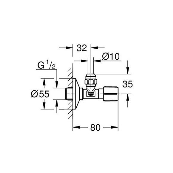 Grohe Brushed Hard Graphite ek ventil ugaoni 1/2x3/8