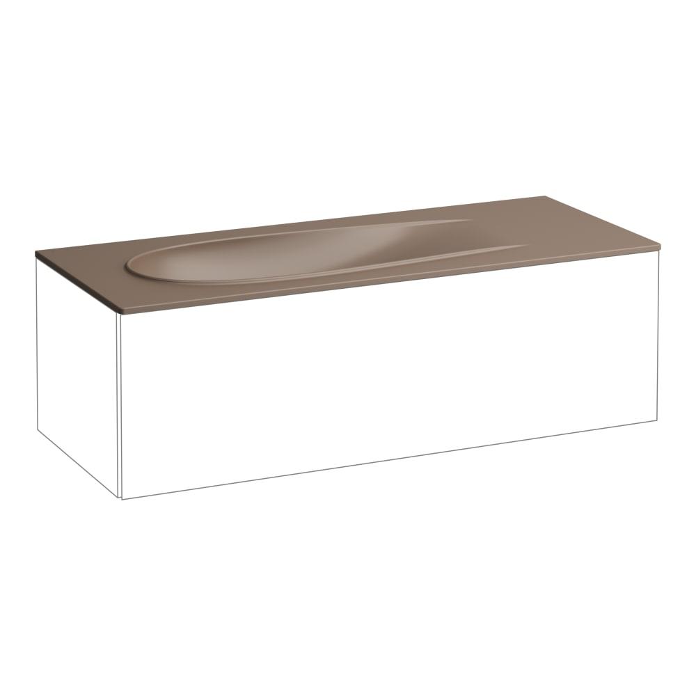 Laufen Il Bagno Alessi Caffè Matt Slim umivaonik (lavabo) 120x50x16 konzolni i nadrgradni sa rupom za bateriju, desnim zaravnjenjem i keramickim odlivnim ventilom sifona nezatvorivim 8.1797.9.188.104.1