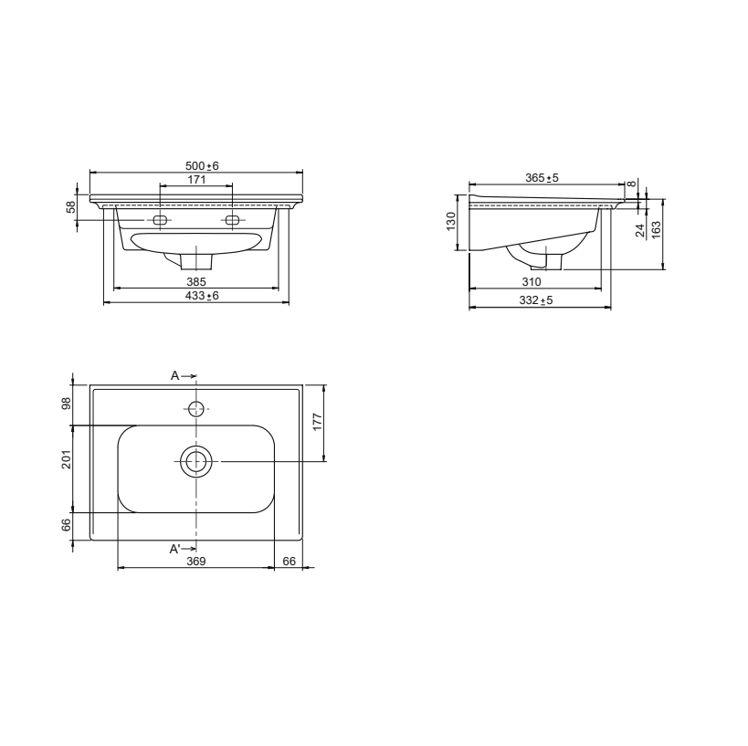 Turkuaz CeraStyle Blue White umivaonik (lavabo) 50x36,5x2,4 konzolni sa rupom za bateriju i prelivom 41900U