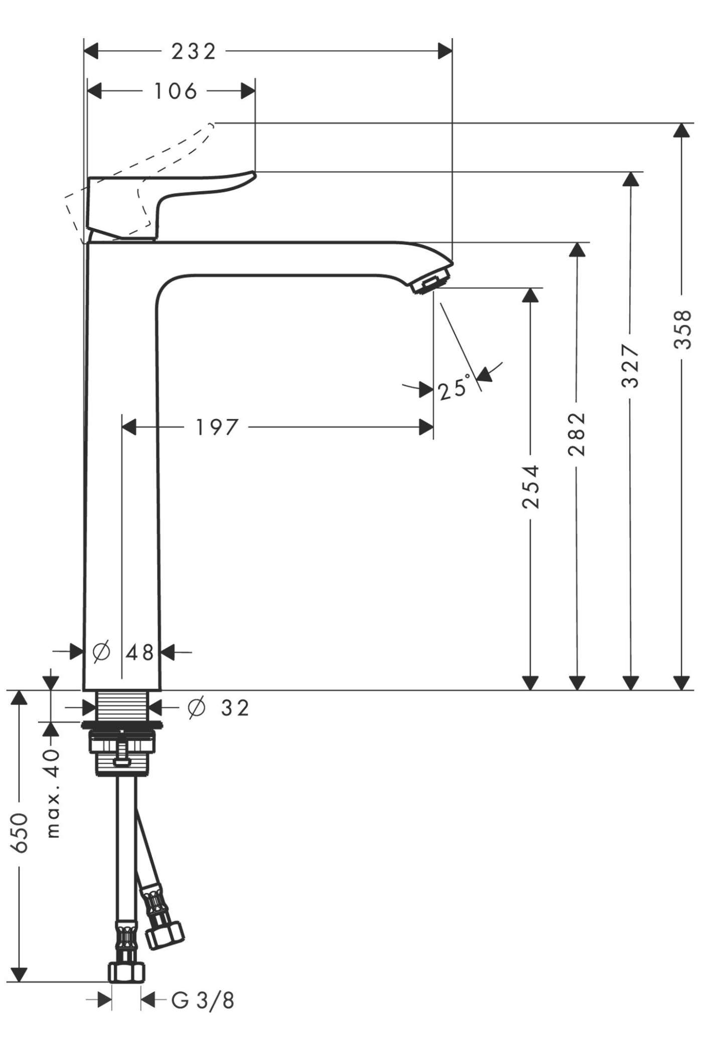 Hansgrohe Metris 260 Chrome baterija (slavina) za umivaonik 31184000