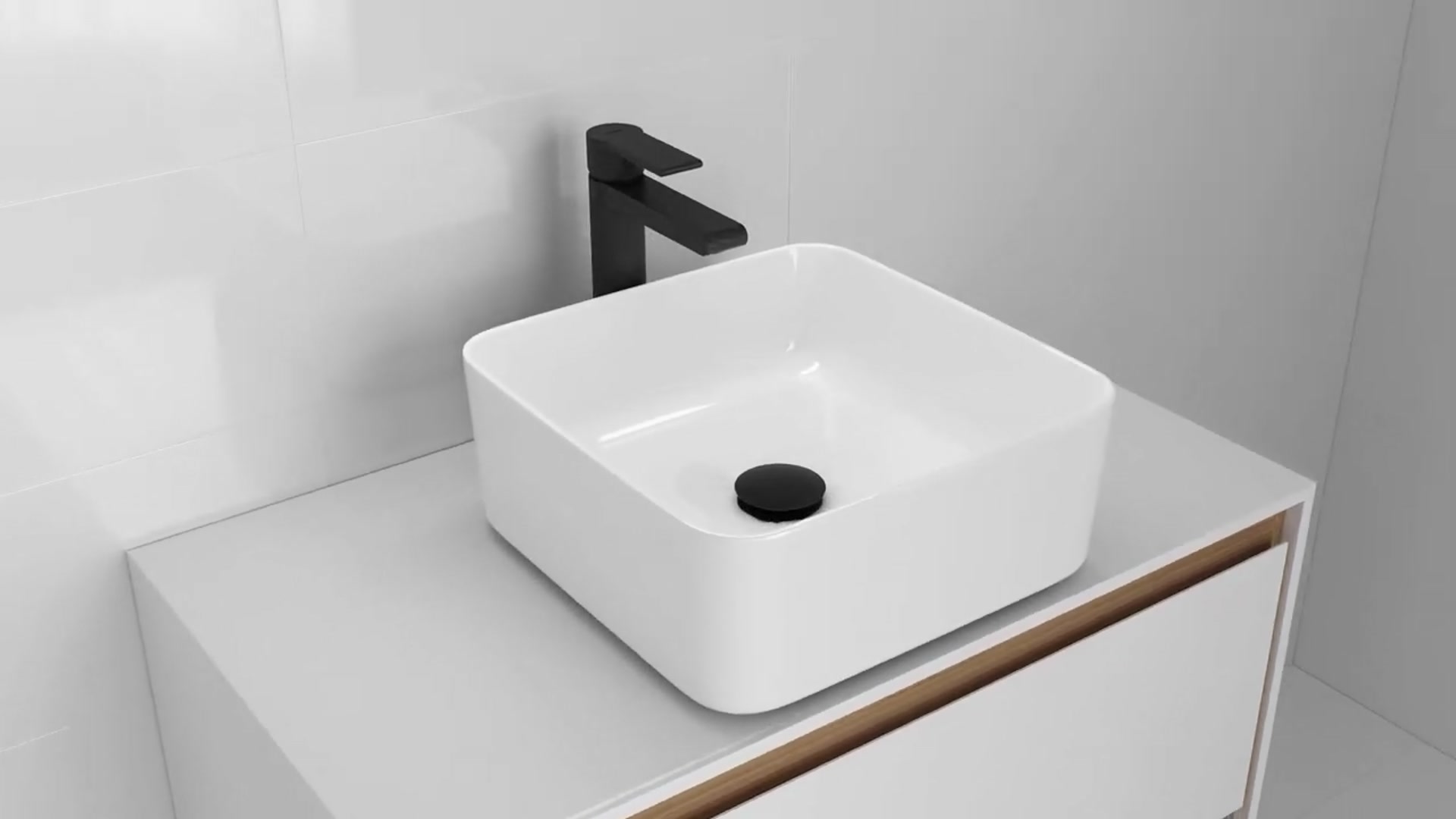 Cersanit Crea 35 White umivaonik (lavabo) 35x35x13,5 nadgradni četvrtasti K114-007