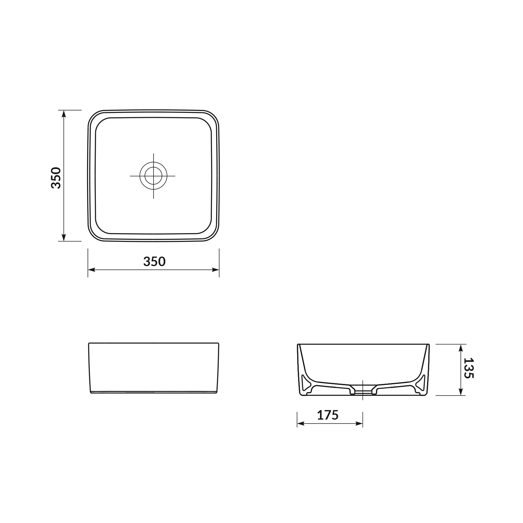 Cersanit Crea 35 White umivaonik (lavabo) 35x35x13,5 nadgradni četvrtasti K114-007