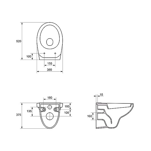 Cersanit Terra (Delfi) White WC šolja konzolna 36x52x37,5 sa vidljivim kačenjem K11-0021