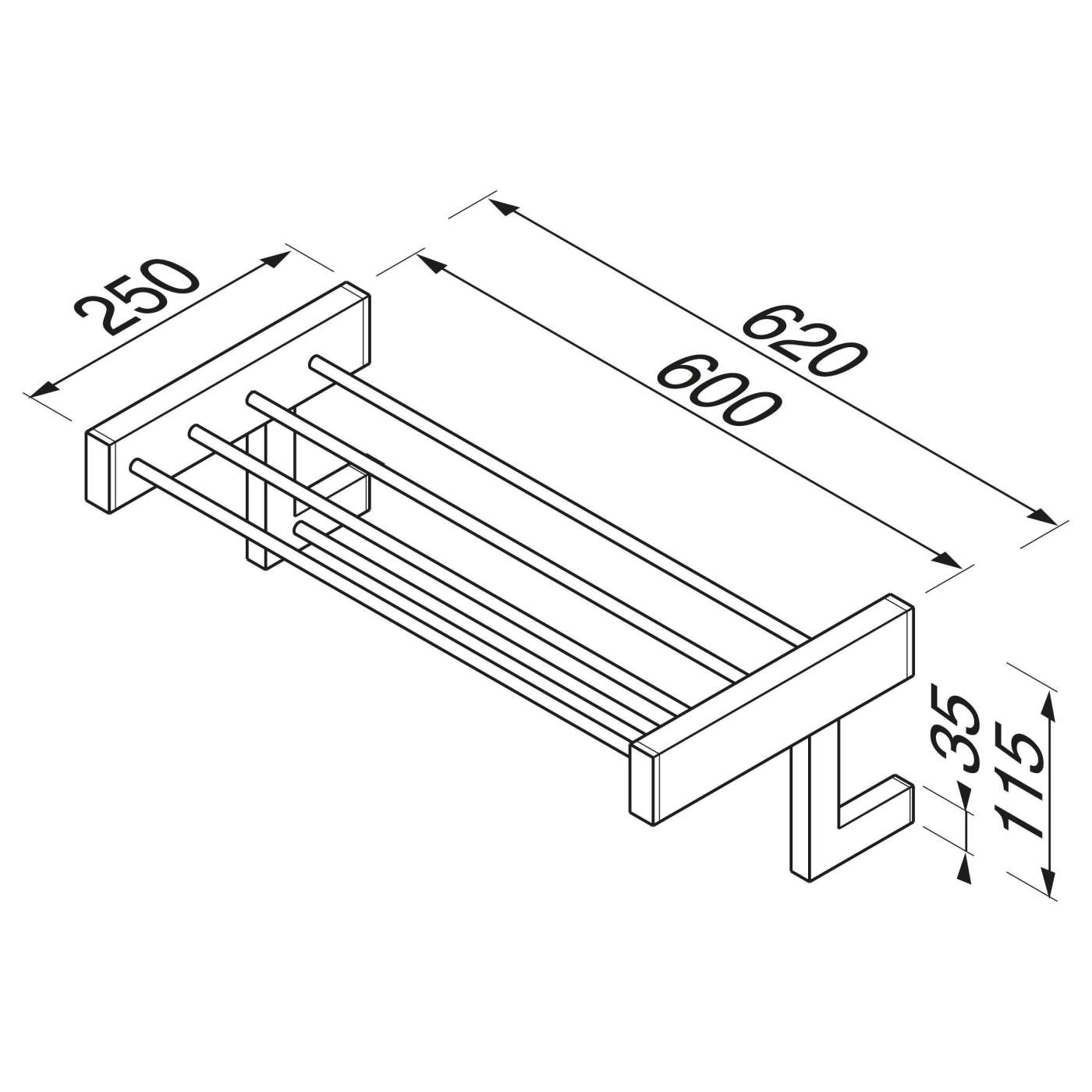 Geesa Modern Art 600 Chrome držač peškira sa policom 913552-02