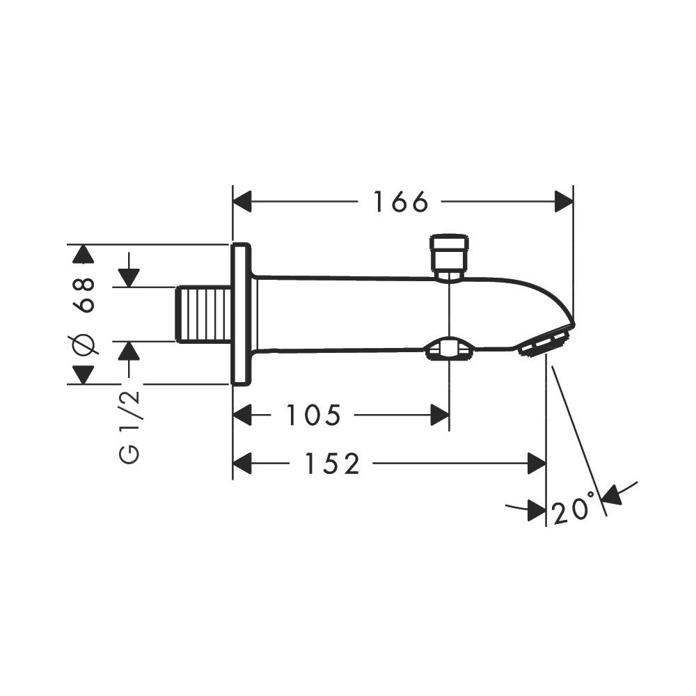 Hansgrohe 150 Chrome izliv zidni sa priključkom za crevo i prebacivačem 13423000