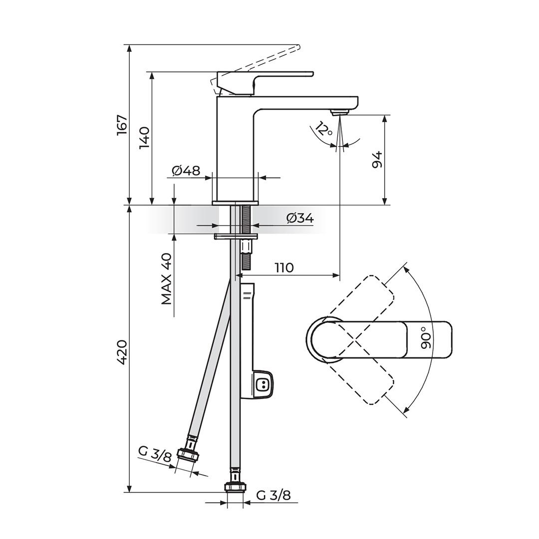 Rosan S2 94 Chrome baterija (slavina) za umivaonik 230101