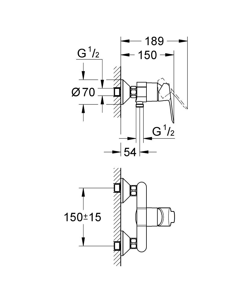 Grohe Bauedge Chrome baterija (slavina) za tuš 23333000