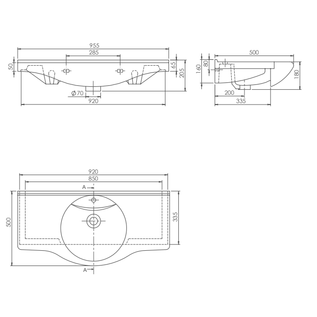 Turkuaz CeraStyle Nil White umivaonik (lavabo) 95,5x50x5 konzolni sa rupom za bateriju i prelivom 66600U