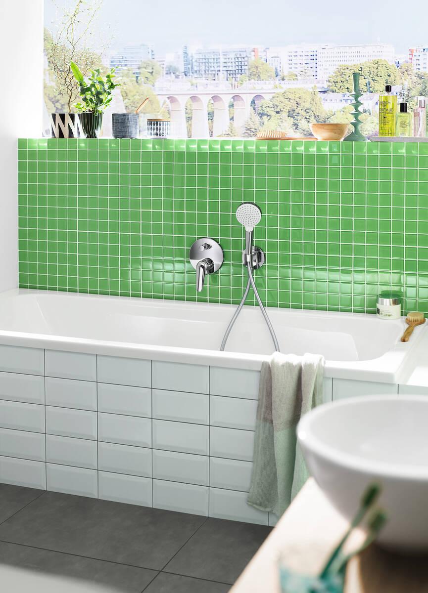 Hansgrohe Crometta 100 Chrome tuš set: ručni tuš sa 1 mlazom, držač za ručni tuš, Isiflex 1600 crevo za ručni tuš 26567400