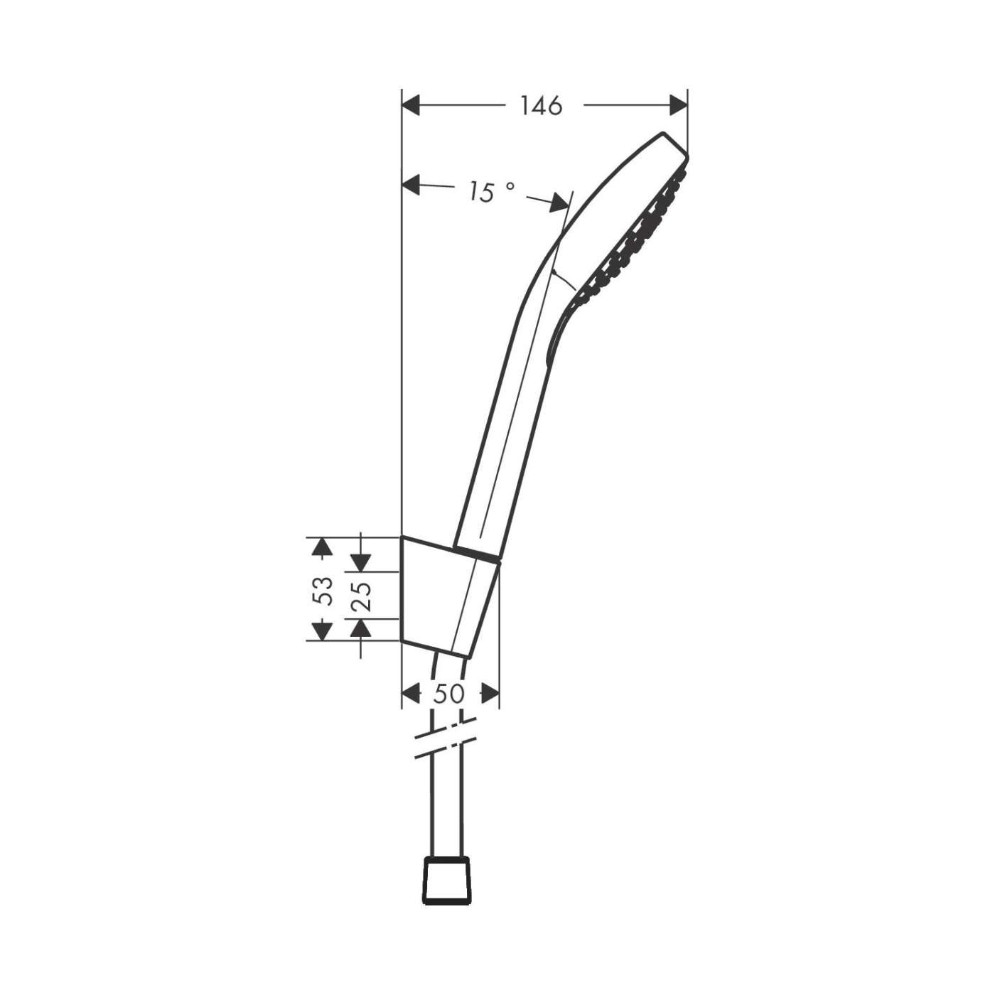 Hansgrohe Croma Select S tuš set: ručni tuš sa 3 mlaza, držač za ručni tuš, Isiflex 1600 crevo za tuš 26411400
